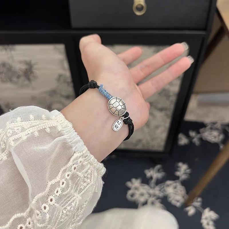 

Творческий кулон в виде панциря черепахи, плетеный вручную браслет для мужчин и женщин, простой регулируемый браслет на удачу, аксессуары, подарки чёрный