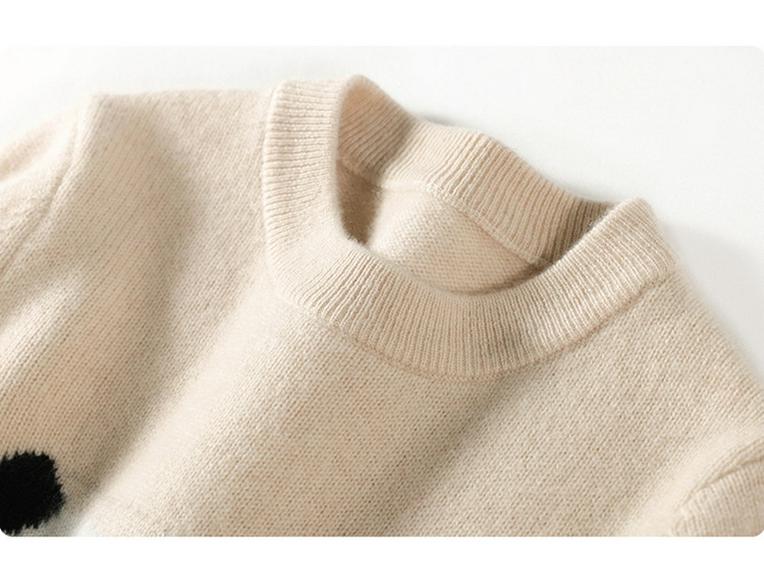 Kinder-Rollkragen-Kaschmirpullover mit Panda-Design für Herbst & Winter