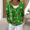 Women's Fashion Long Sleeve Christmas Snowman Snowflake Print Jacket Cardigan