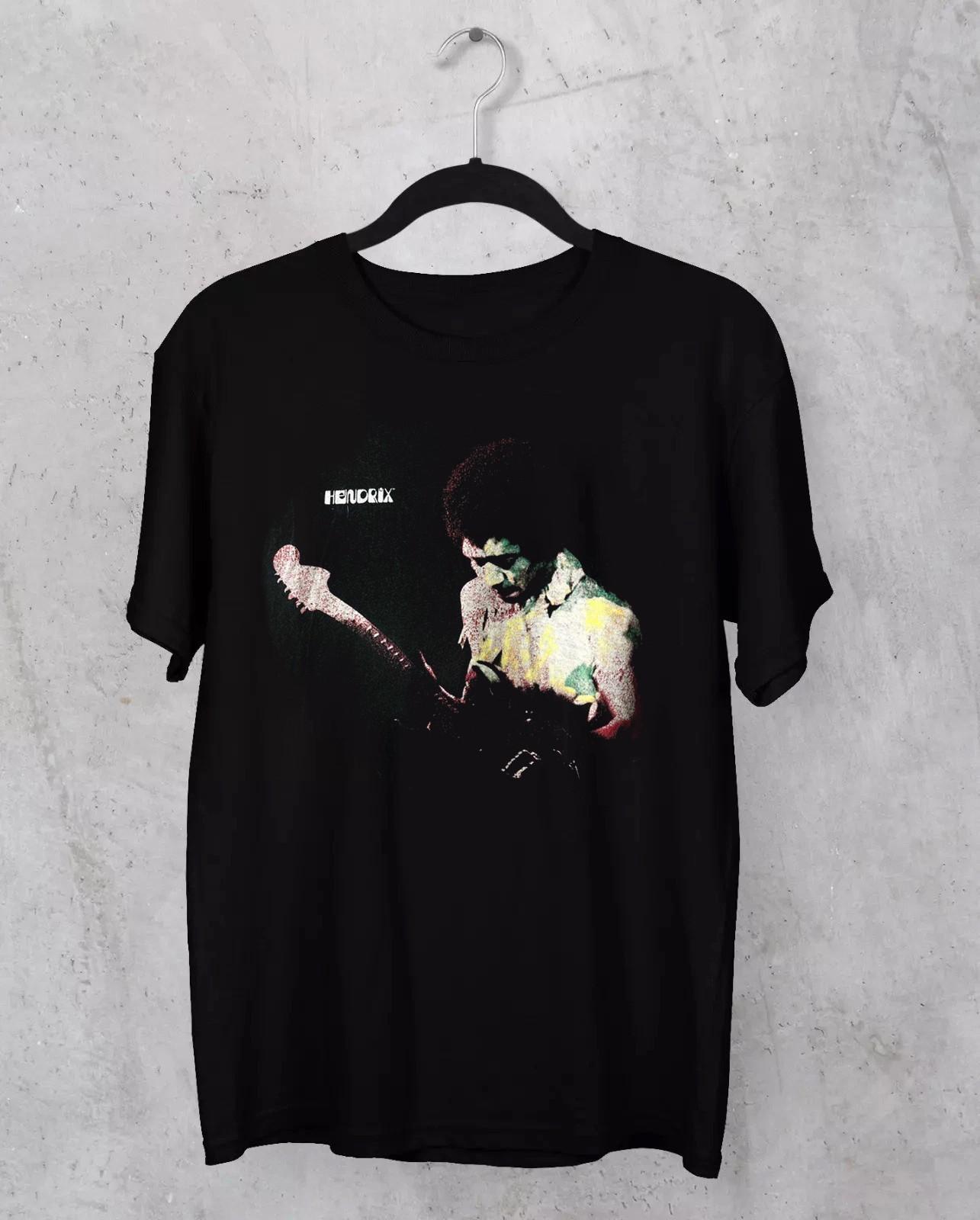 Jimi Hendrix Playing Guitar American Rock Unisex S-5XL Shirt YH253 XL