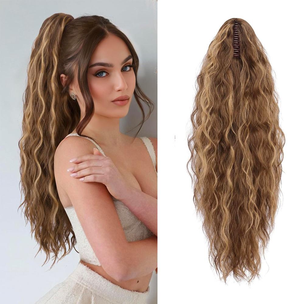 Damen 26 Zoll Maiswelle flauschige Klammer Pferdeschwanz Perücke