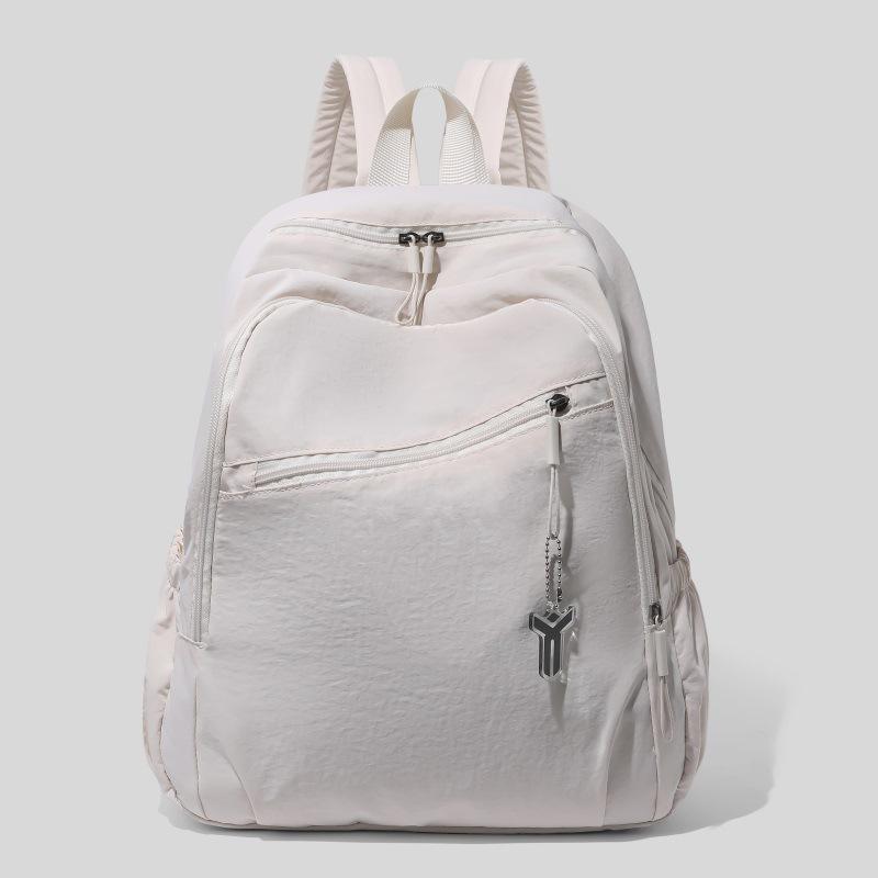Solid color soft and lightweight pure fabric nylon backpack casual commuting light waterproof Oxford cloth backpack schoolbag women