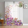 Red Flowers Planks Leaves Plant Tulle Sheer Curtains for Living Room Decoration Window Curtain for Bedroom Voile Organza Drapes