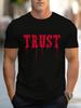 Black "TRUST" Graphic T-shirt - Distressed Red Print