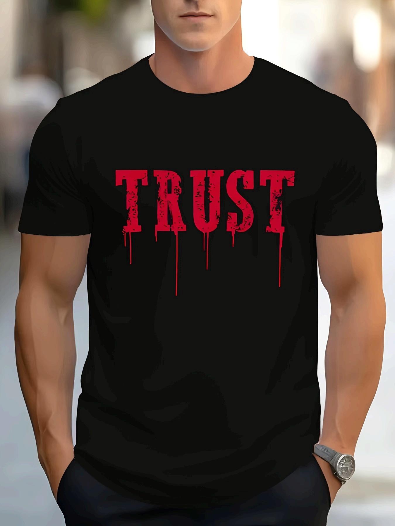 Black TRUST Graphic T-shirt - Distressed Red Print S