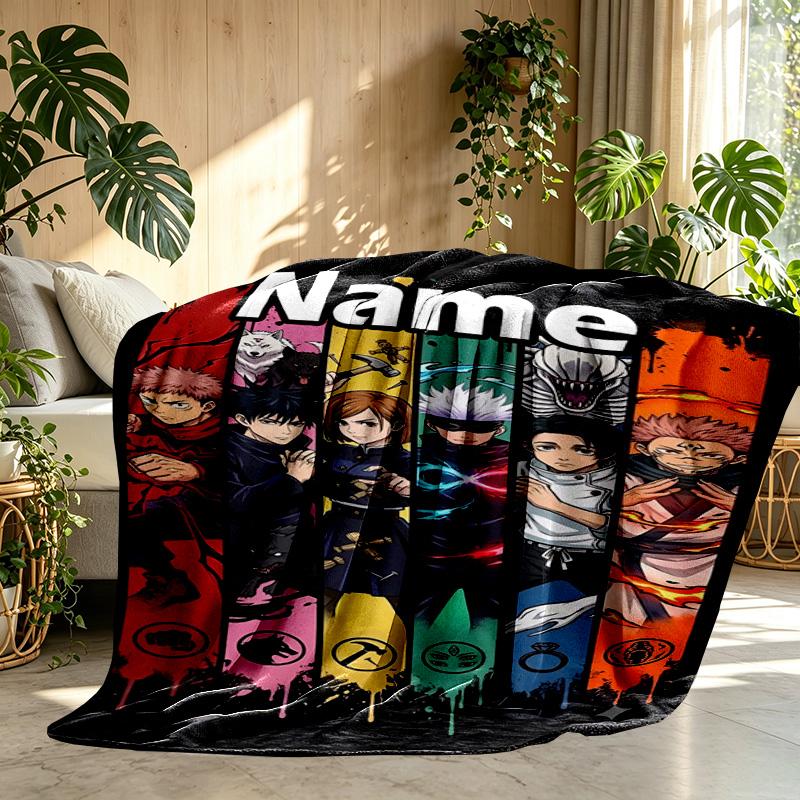 Custom Name Personalized Jujutsu Kaisen Print Blanket, Home Decor, Bedroom, Sofa, Camping, Couch, Gifts for Birthday ChristmasEnthusiasts