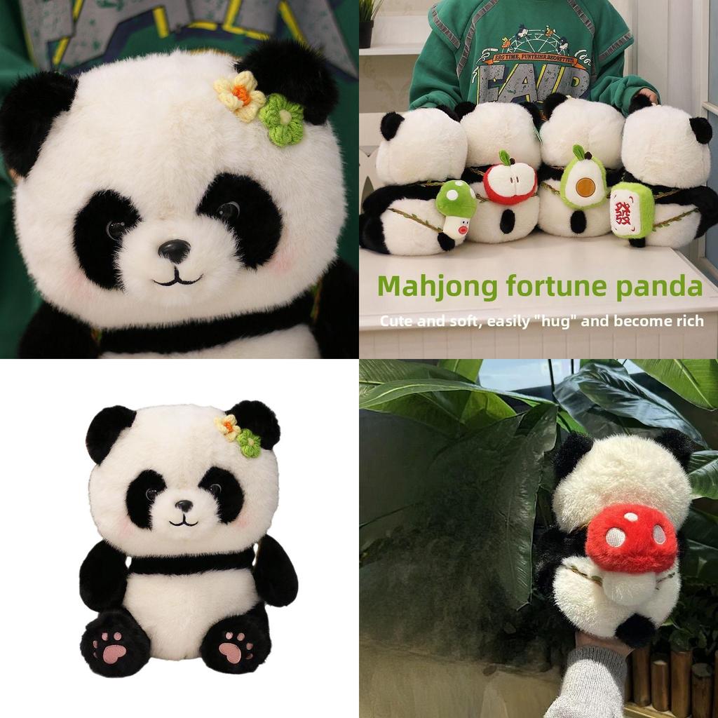 Mahjong Panda Plush Toy Soft Cute Animal Stuffed Doll For Kid And Gift Giving