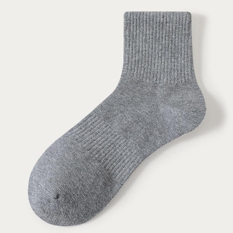 White Socks, Men's Anti-odor Mid-calf Socks, Cotton Socks, Sports Sweat-absorbing Short Calf Breathable, Autumn and Winter Long-calf Socks
