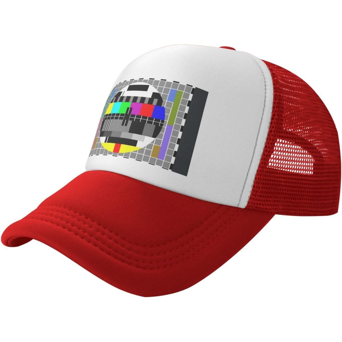 Television Color Bars SMPTE Test Pattern Trucker Hat Polyester Mesh Adjustable Adult Snapback Cap XS(old)