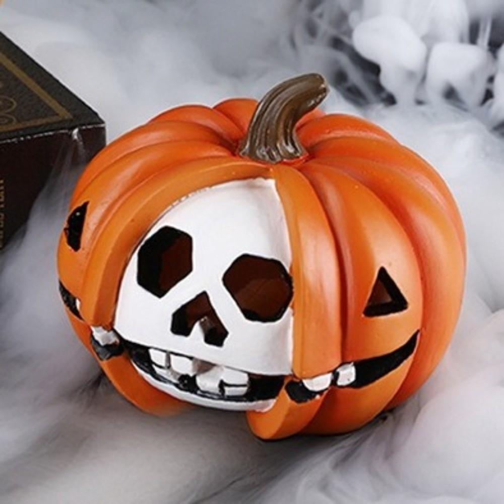 Resin Pumpkin Skeleton Statue Scary Mini Halloween Ornaments Halloween Pumpkin Figurine Festival