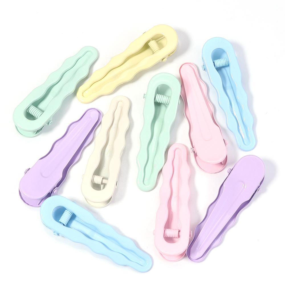 10pcs Metal Hairpins 5.8cm Candy Color Wave Hair Clip Hollow Barretttes For DIY Women Girls Fashion Hairpins Hair Accessories