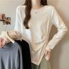 [ODFMCE] t-shirt ladies long sleeve spring cotton Plain color Fashionable Beautiful Relaxing big size is (JP, alphabet, XL, white)