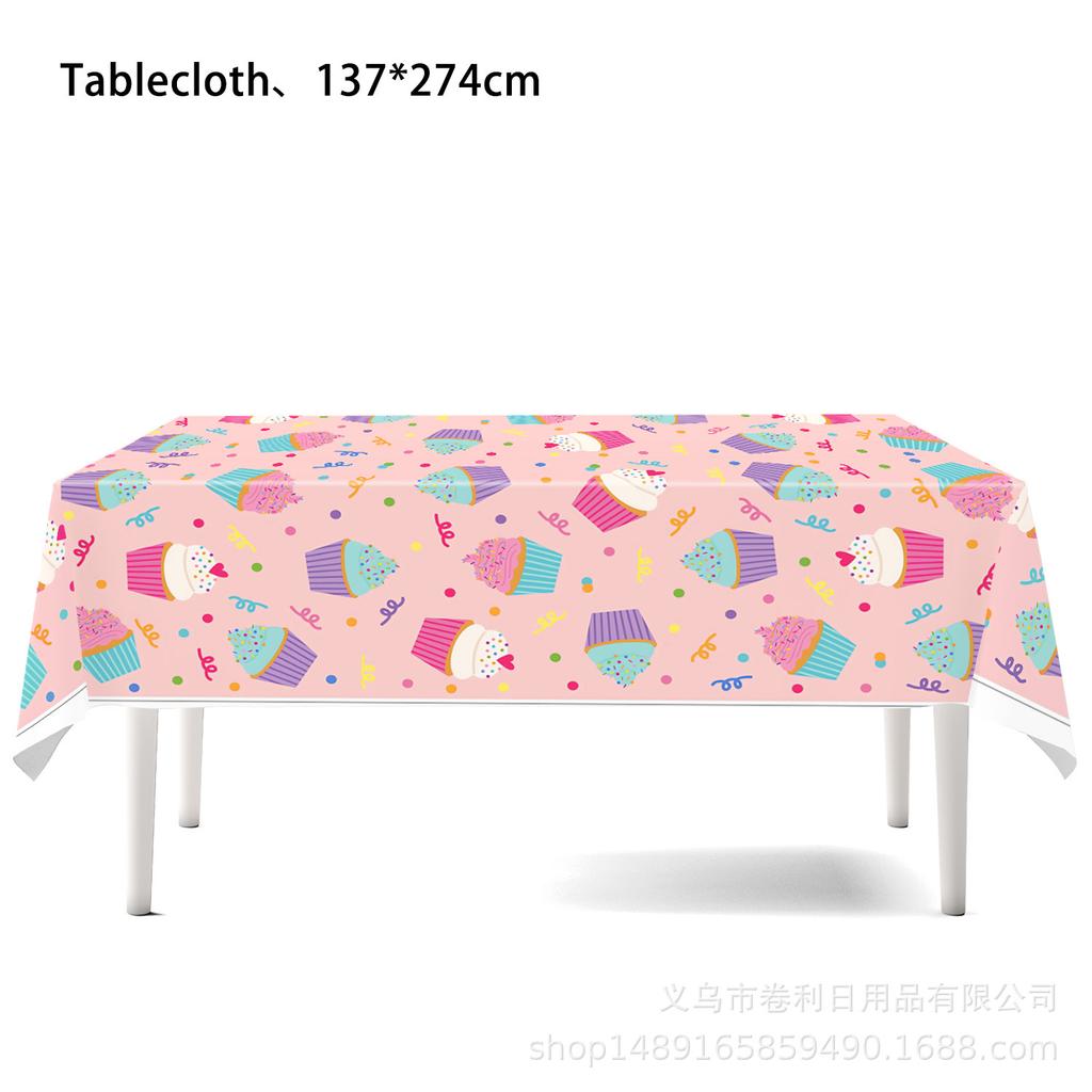 Themed Party Supplies Birthday Decoration Summer Ice Cream Watermelon Donuts Tablecloth Children'S Birthday Tablecloth