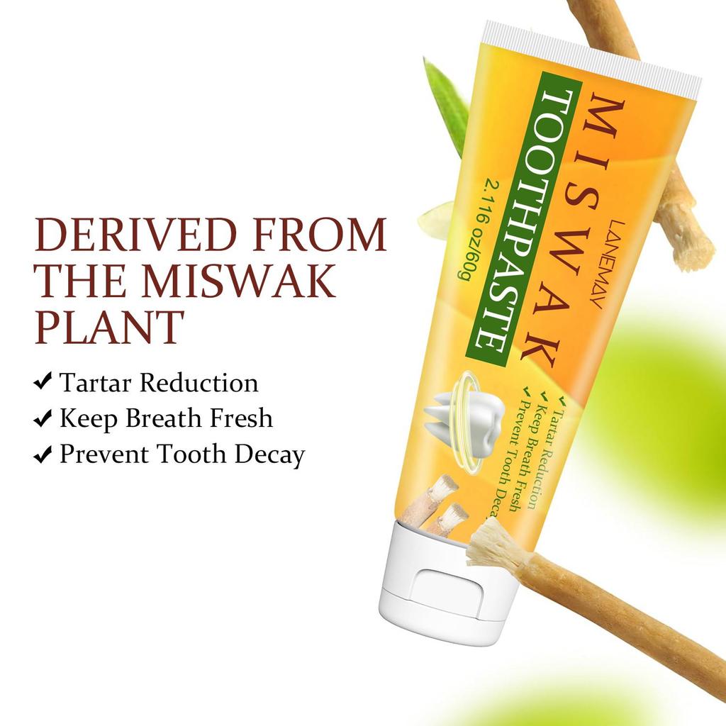 Miswak Toothpaste - Remove Teeth Surface Stains By Brush, Cleaning Teeth and Keep Breath Fresh,Gentle & Safe or Use,60g