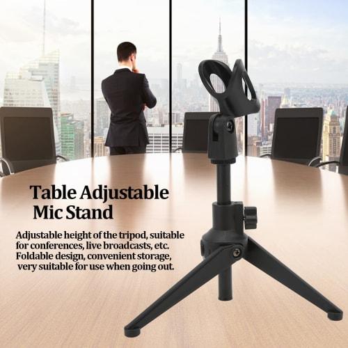 Desktop Microphone Tripod Stand, Universal Mini Portable Table Stand, Adjustable Microphone Stand, Detachable Foldable Tripod Microphone Table Stand f