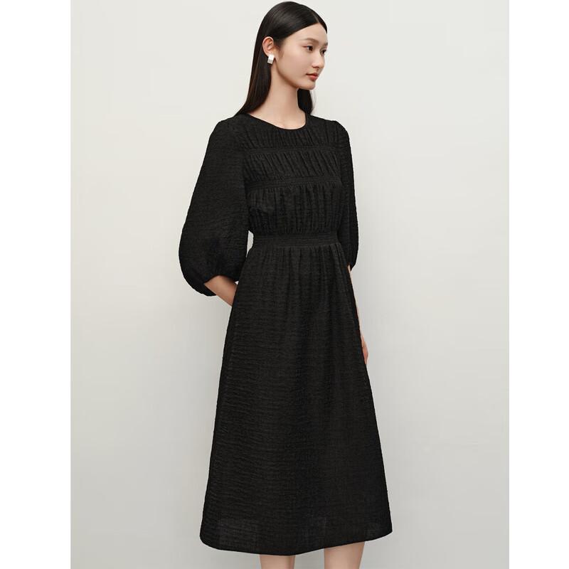 JOOZE ANNAKO French Retro Shirred Mid-Sleeve Dress JTEQ50032
