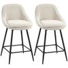 2-Piece Set Bar Stools with Corduroy Cover and Steel Legs, Upholstered Chairs for Kitchen Island, Dining Room, Cream