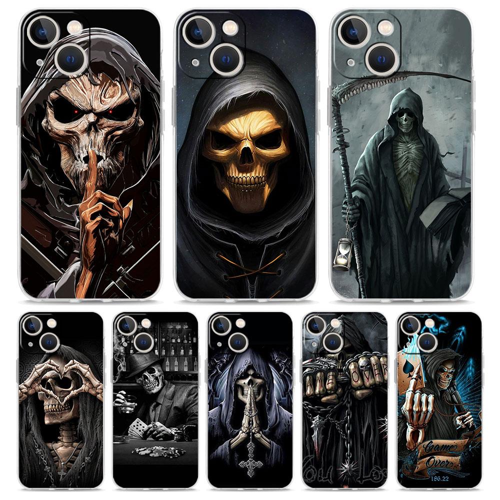 Phone Case For iPhone 17 Cases iPhone Air 16 15 12 13 14 Pro Max 7 8 Plus 16Pro iPhone11 Cover Grim Reaper Skull Skeleton