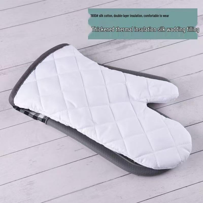 Karomuster Silikon Hitzebeständige Ofenhandschuhe - Verdickt und Verbrühschutz für Backen und Mikrowellenbenutzung.