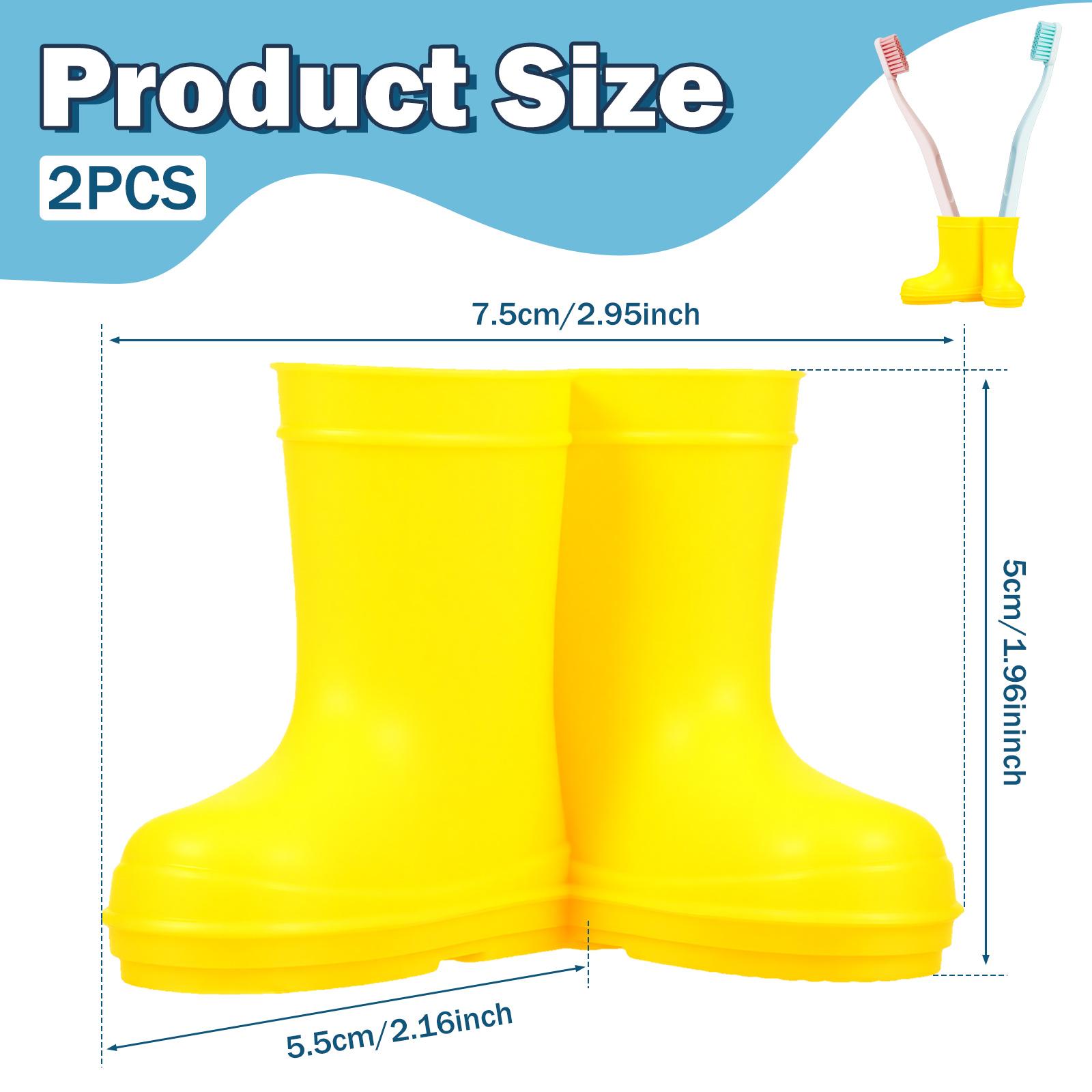 

2Pcs Rainboot Toothbrush Holder 2 Slot Silicone Toothbrush Storage Rack with Drain Hole Makeup Brush Organizer for Home Bathroom