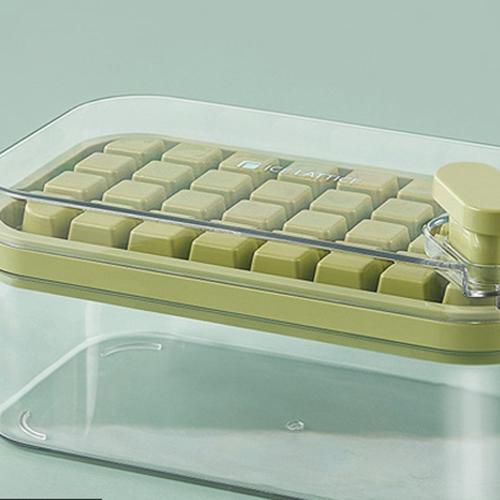 

Однокнопочный пресс-форма для льда, пластиковая коробка для кубиков льда, форма для льда с ящиком для хранения, с крышкой, бар, кухонные принадлежности 32 grids зелёный