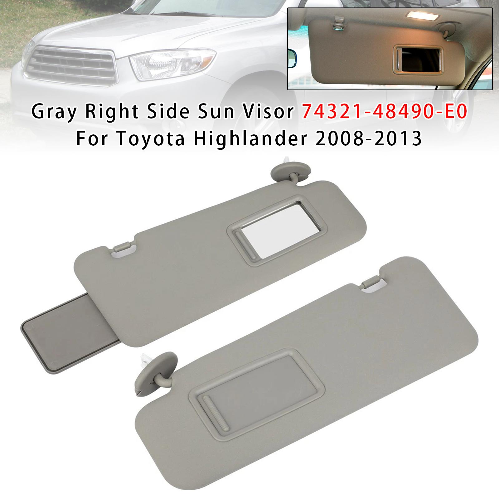 Pair Gray Sun Visor 74321-48490-E0 For Toyota Highlander 2008-2013