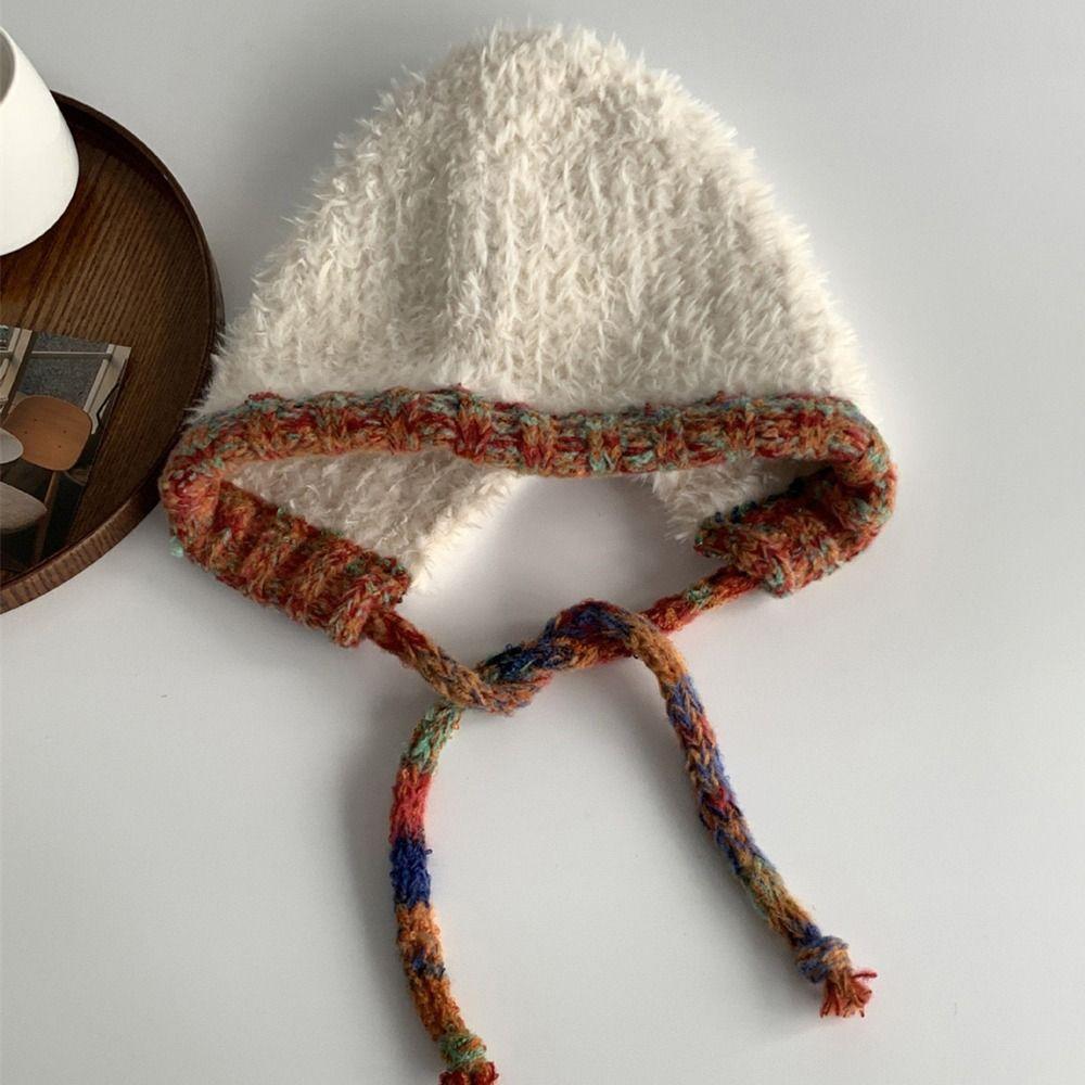 Warm Thickened Fashion Plush Hat Knitted Bonnet Caps Cute Bucket Hat  for Women Girls