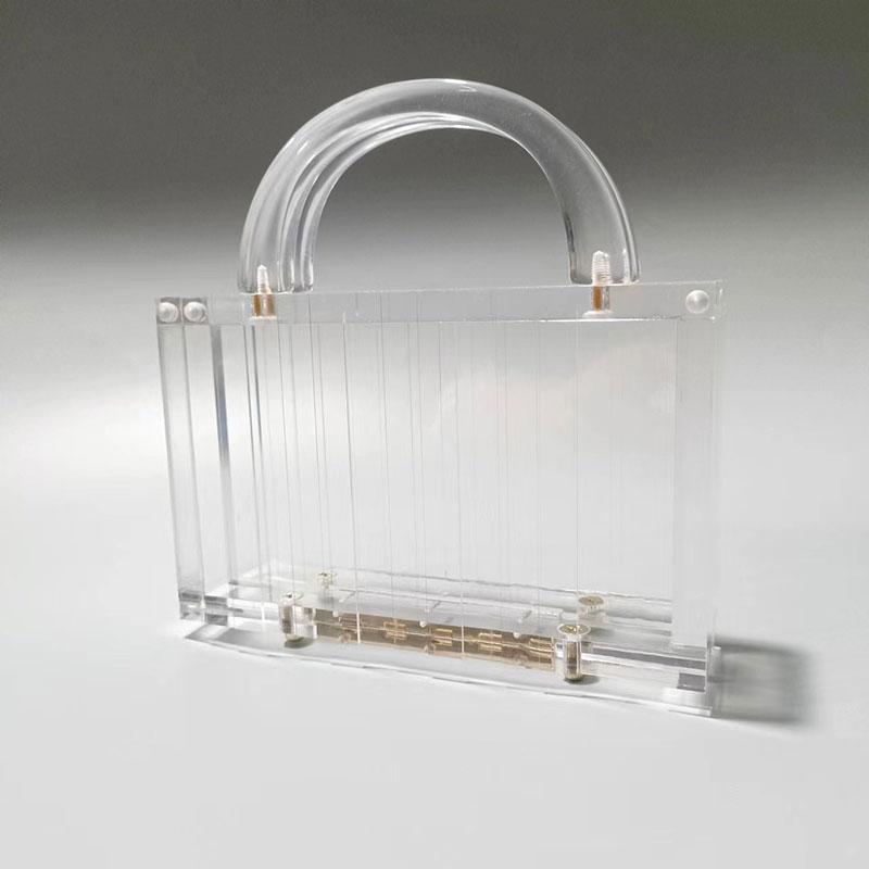 Luxury Famous Brand Clear Crystal Acrylic Evening Bag Shand Wallet Fashion Party Purse Bridal Clutch Crossbody Shoulder Handbag