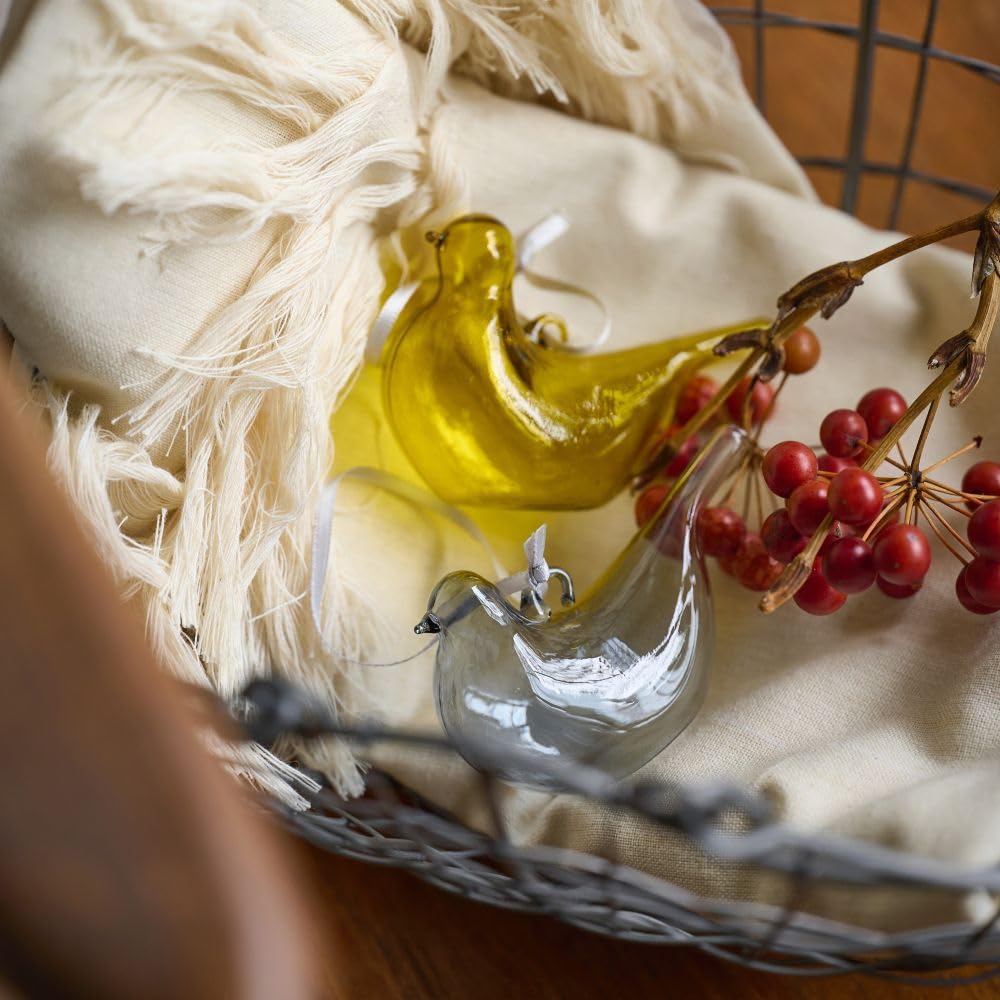 Shesay Mignon à Suspendre ou à Poser Vitrail de Noël Transparent Coloré Oiseau Nordique Ornement, Objet, Verre, Style, (gris)