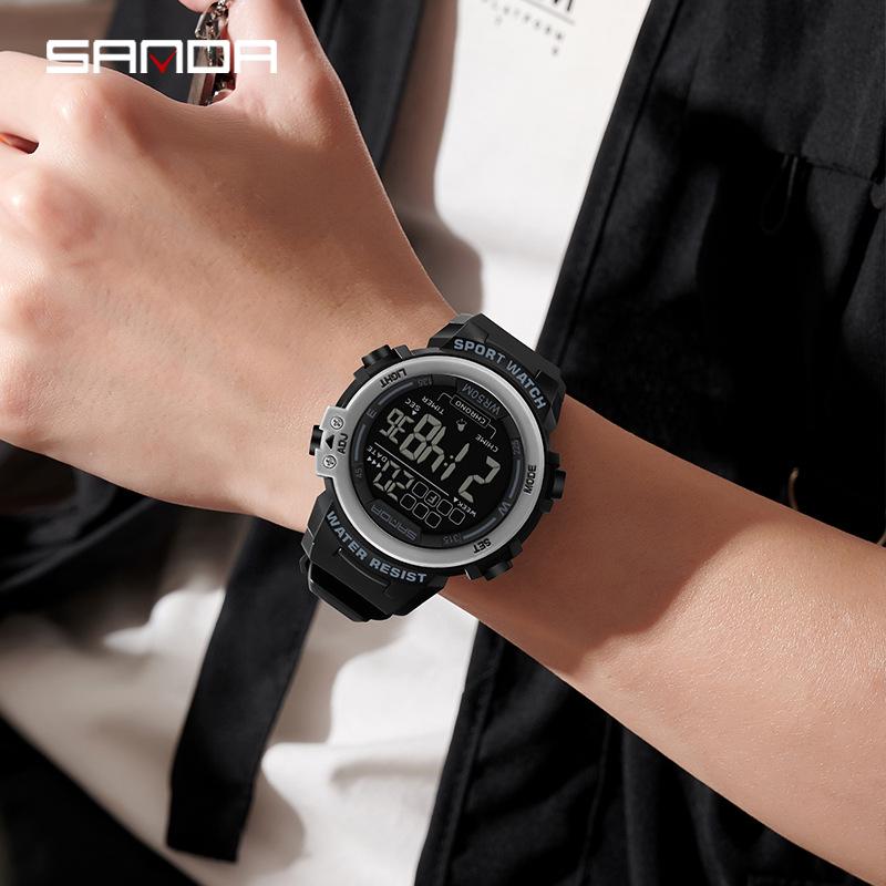 Sanda Luminous Waterproof Sports Watch: Multifunctional Alarm Clock Wristwatch for Men and Women