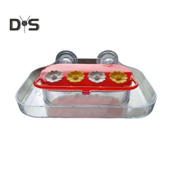 

Кормушка для колибри на окно, пластиковый поднос для кормления птиц с 4 портами для кормления, прочная присоска, кормушка для колибри для улицы B