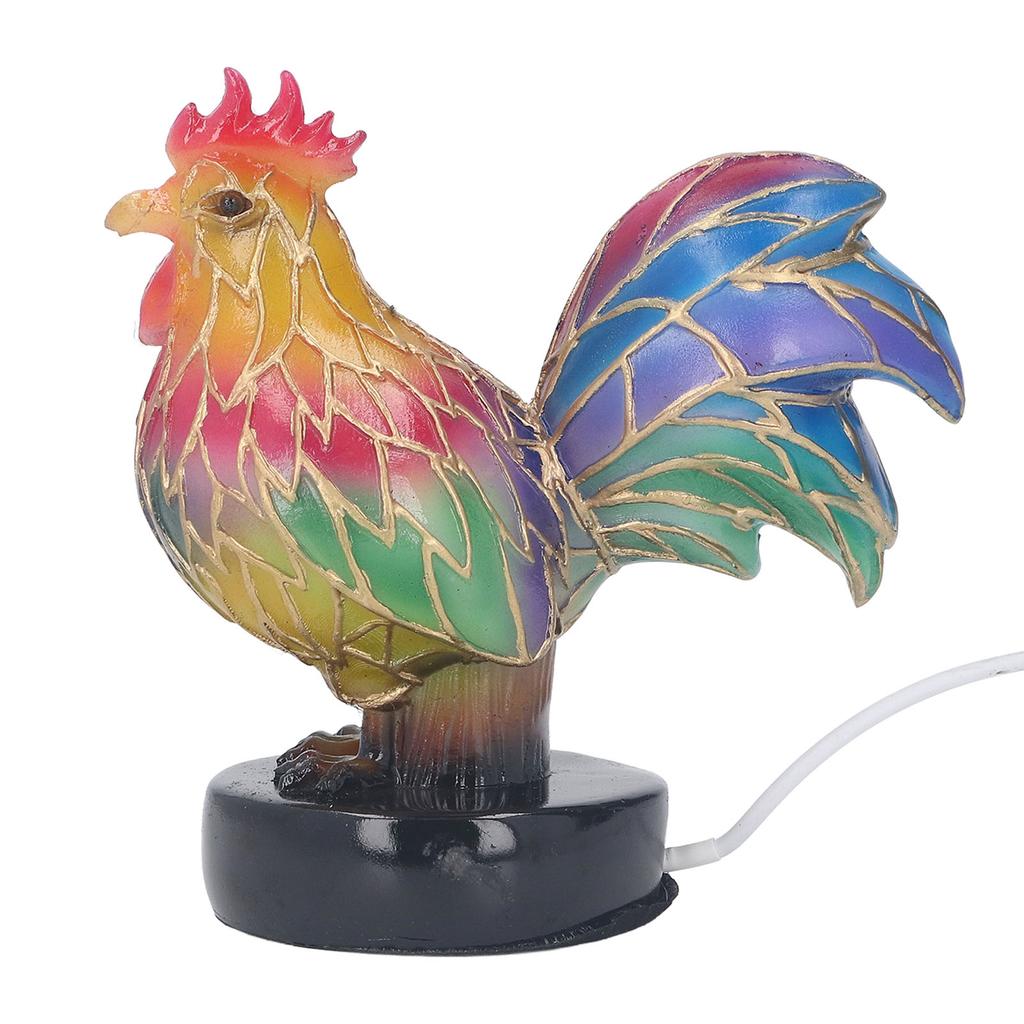Stained Resin Rooster Table Lamp Night Light LED Animal Night Light for Home Decoration Bedside