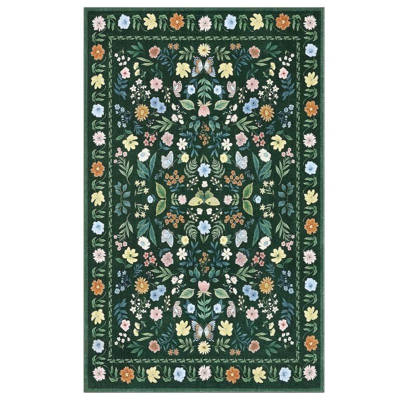 Aesthetic Flowers Carpet for Living Room Machine Washable Sofa Coffee Table Non Slip Floor Mat Home Bedroom Bedside Soft Rug