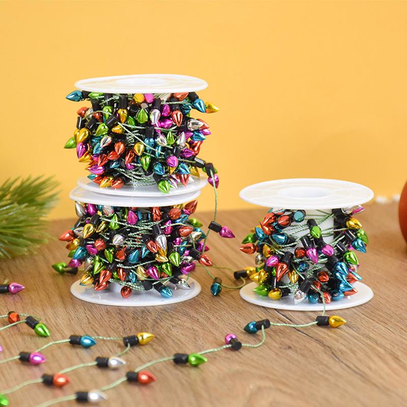Christmas Decorations Colorful Electroplated Beads String Garland Home Xmas Tree Ornaments Nativity New Year Gift DIY Dollhouse