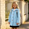 Girls Casual Mid-Length Wool Coat with Lapel and Button Front