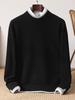 Men's Thickened Wool Sweater, Round Neck, Long Sleeve, Business Casual, Simple, Loose, Versatile Knit Outerwear, Base Layer