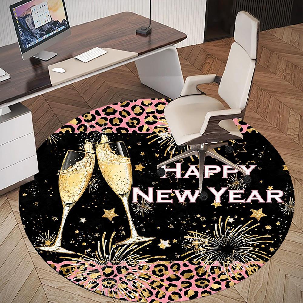 1pc New Year Celebration Round Chair mat office Area Rug - Non-Slip, Floor Mat for Office, Bedroom, Ideal home decor gift c0112067
