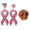 Hängeohrringe für Damen 1 Paar Brustkrebs Frauen, Glitzer Strassstein Wohltätigkeitsveranstaltung Accessoires Band Tropfenohrringe, Awareness Schmuck Geschenk Glänzend