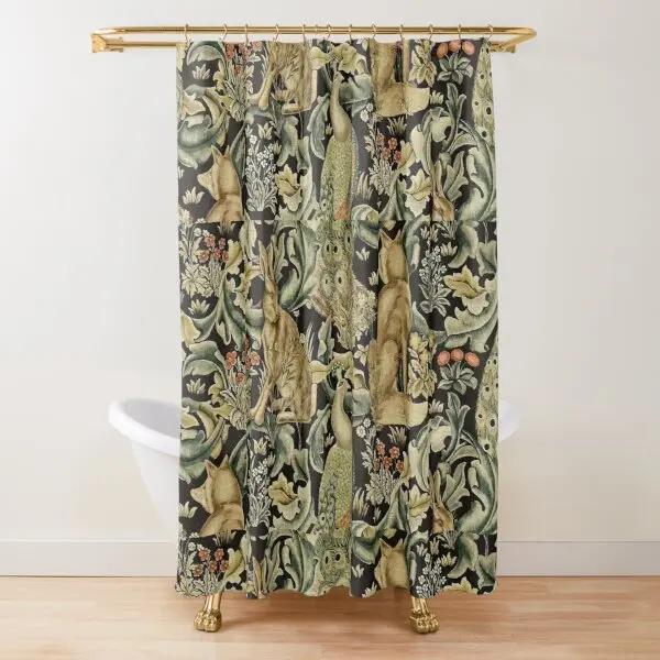 Animali del Bosco Fagiano e Volpe Tenda da Doccia Blu Verde Floreale Lepri Verdeggiante Tenda da Doccia per Bagno con 12 Ganci