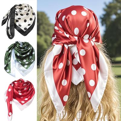 90*90cm Print Polka Dot Extra Large Square Scarf Headbands For Women Hair Band Turban Bandana Headwarp Fashion Hair Accessories