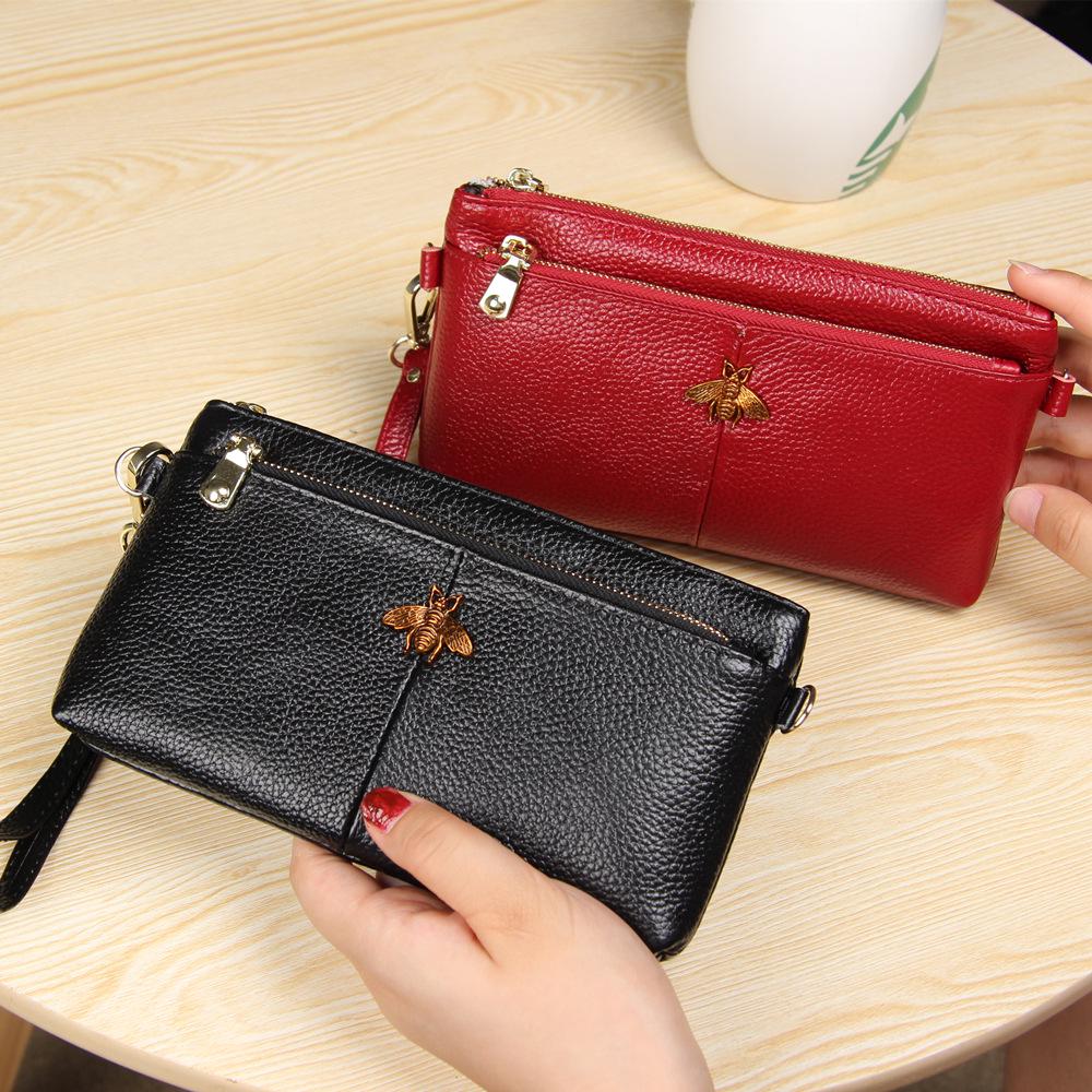 Women's Retro Cowhide Clutch Wallet - European & American Style, Genuine Leather Wristlet Phone Bag