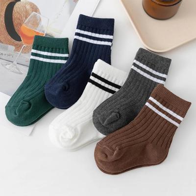 4 Paar/set Baby Jongens Gestreepte Sokken Puur Katoen Geribbeld Peuter Jongens Enkelsokken Pak Zachte Kinder Accessoires Kleding Voor 0-5J Jongens