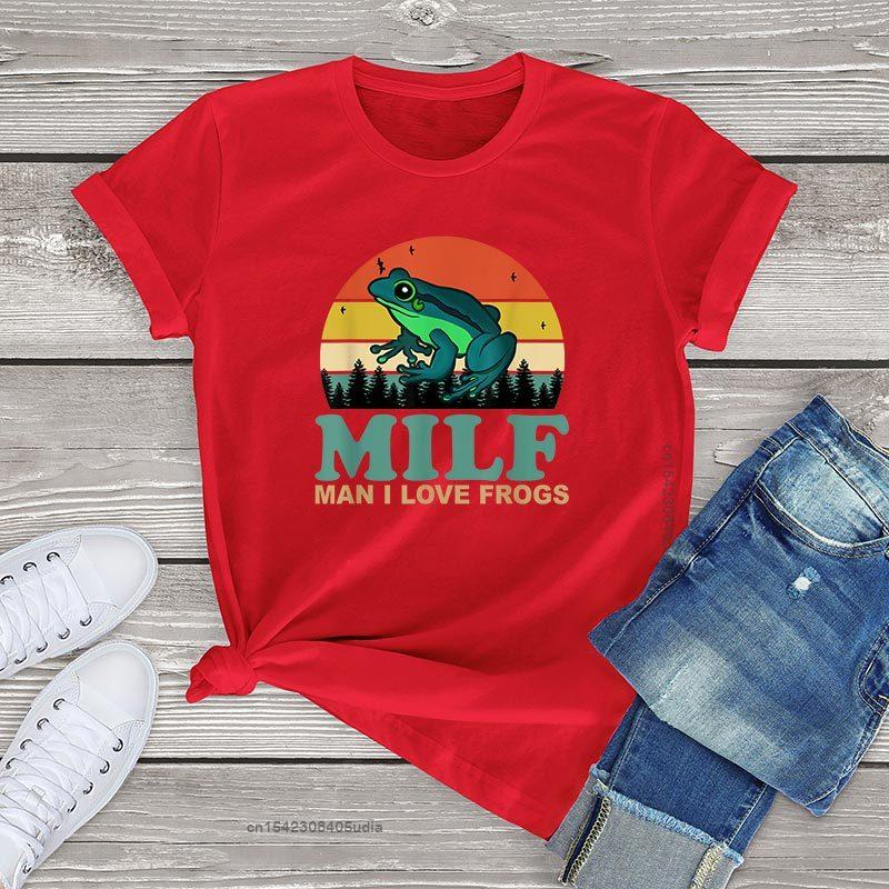 Cotton Frog Vintage Tshirts Women Unisexs Tops Milf Unisex I Love Frogs Amphibian Lovers Tshirts Unisex Clothes Fashion Girls Tees S