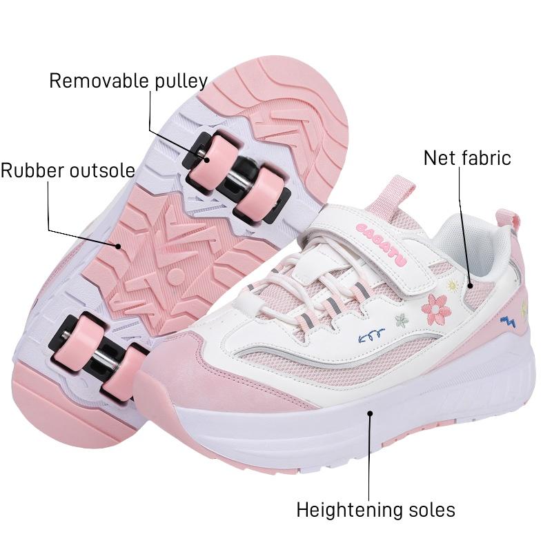 Pantofi de mers pentru fete Stil 2025 Patine cu rotile Suprafață din plasă Pantofi sport pentru copii Patine inline pentru copii mari Alunecare pe patru roți