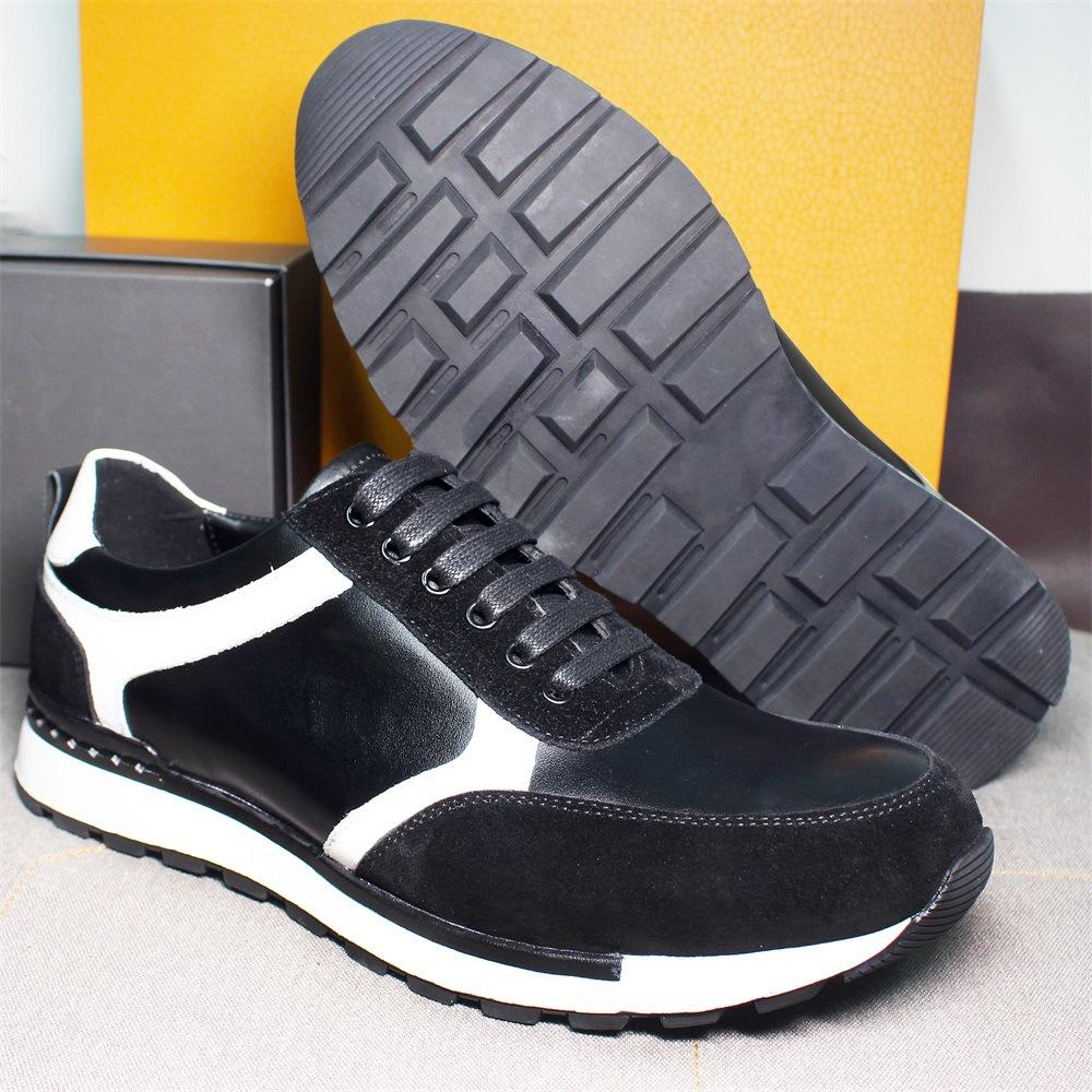 Autumn Large Size Men'S Shoes Color Matching Fashion Thick Sole Heightening Trend Korean Version Casual Leather Shoes Men