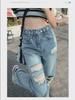 Damen High-Waist Loose-Fit Wide-Leg Ripped Jeans - Sommer 2023 Trend