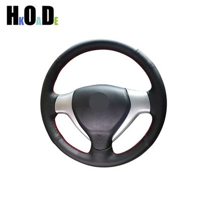 Κάλυμμα Τιμονιού Αυτοκινήτου Για Honda Jazz Fit 2005 2006 2007 2008 DIY Ραφή με το Χέρι Μαύρο Δέρμα PU Μικροΐνες