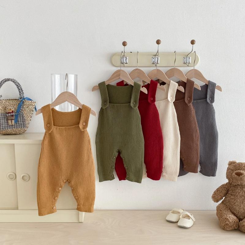 Baby Suits Autumn Knitted Versatile Overalls Boys Girls Woolen Long Pants  Infants Toddlers