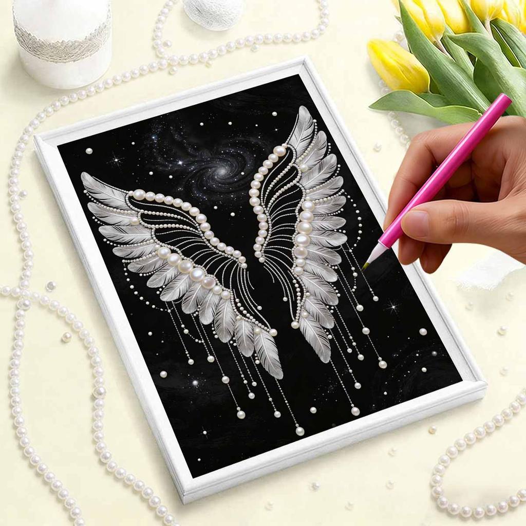 DIY The Wings of An Angel Pearl Art Painting for Adults/Beginners Gift Home Decor Pearl Gem Paintings Picture Arts Craft 30x40cm Without Frame