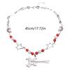 Cool Punk Guitar Pendant Necklace Hollow Star Rainbow Rhinestone Choker Collarbone Necklace Hip Hop Jewelry Y2K Choker